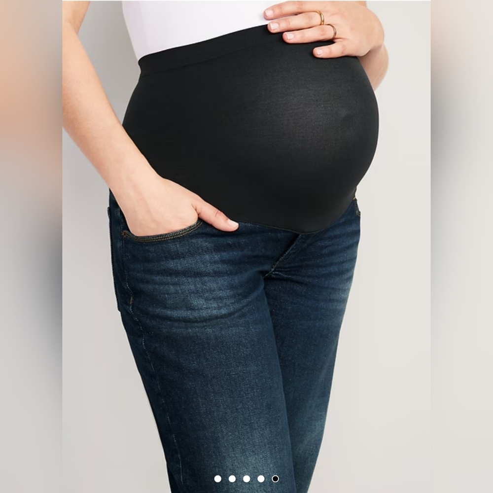 NWT Old Navy Maternity Blue Full-Panel OG Loose Jeans Size 8 In Sheldon Color